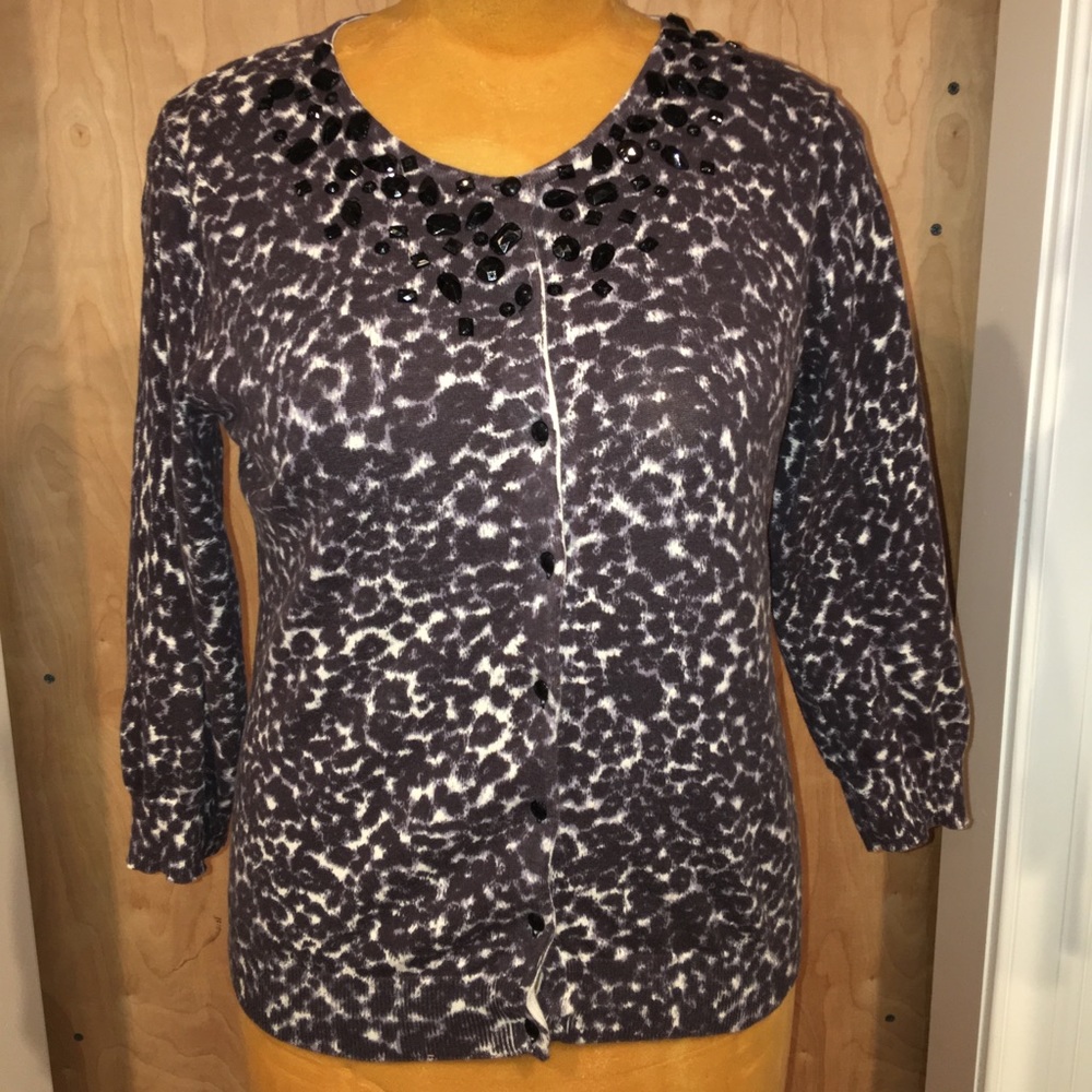 Jewel neck cardigan/L